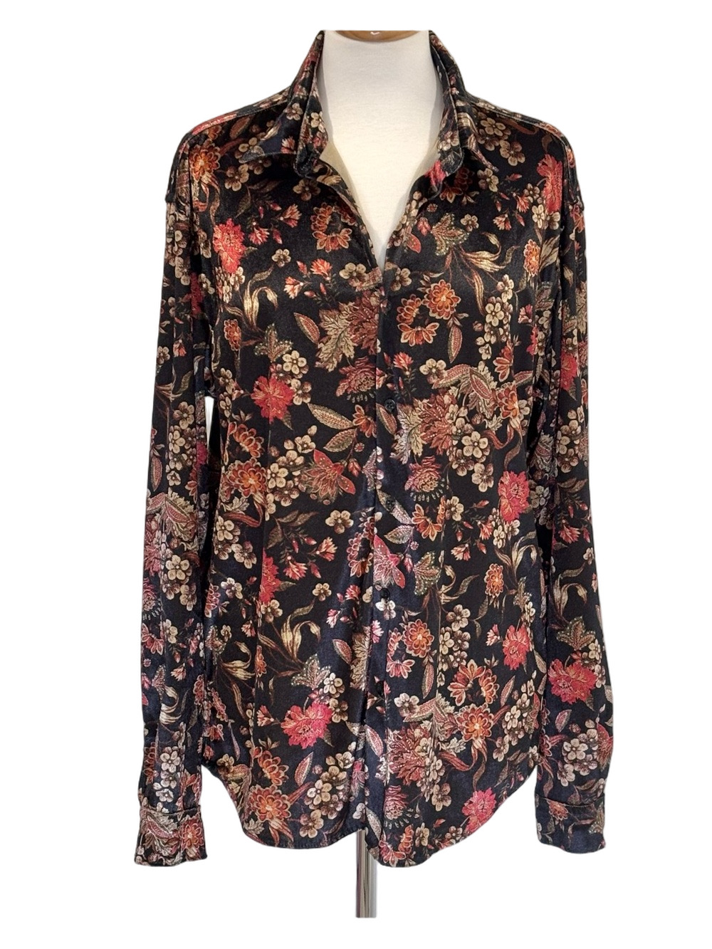 Zara floral velvet shirt